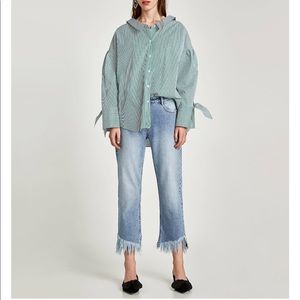 Striped shirt with gathered details, NWT